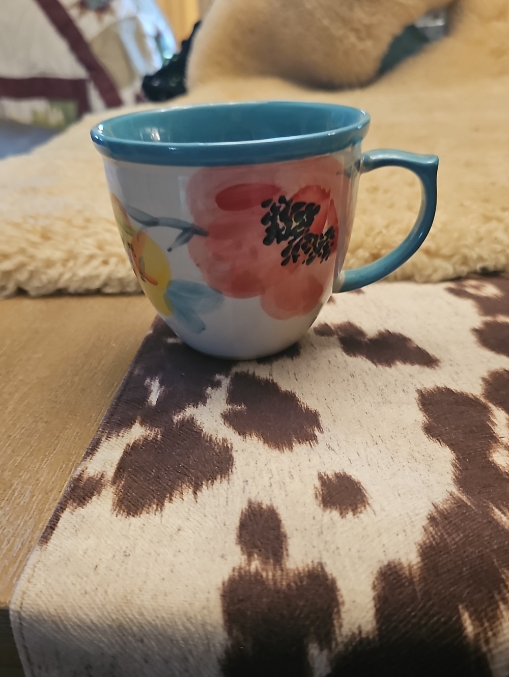 The Pioneer Woman Teal-Trim Floral Ceramic Mug